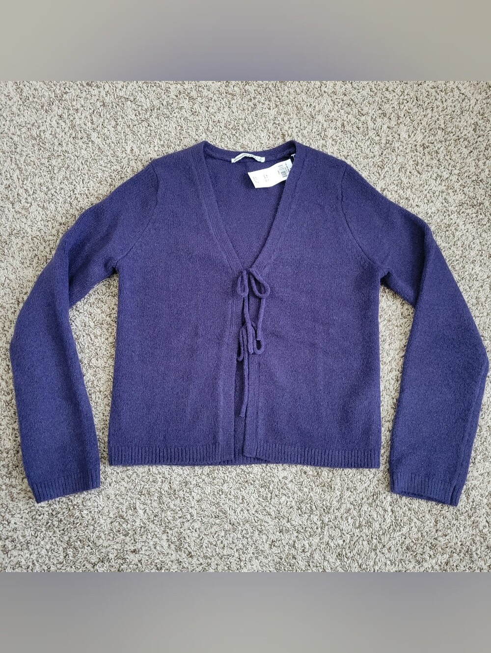 Abercrombie & Fitch Sweater Cardigan Tie Front Navy Blue V-neck Wool Small NWT